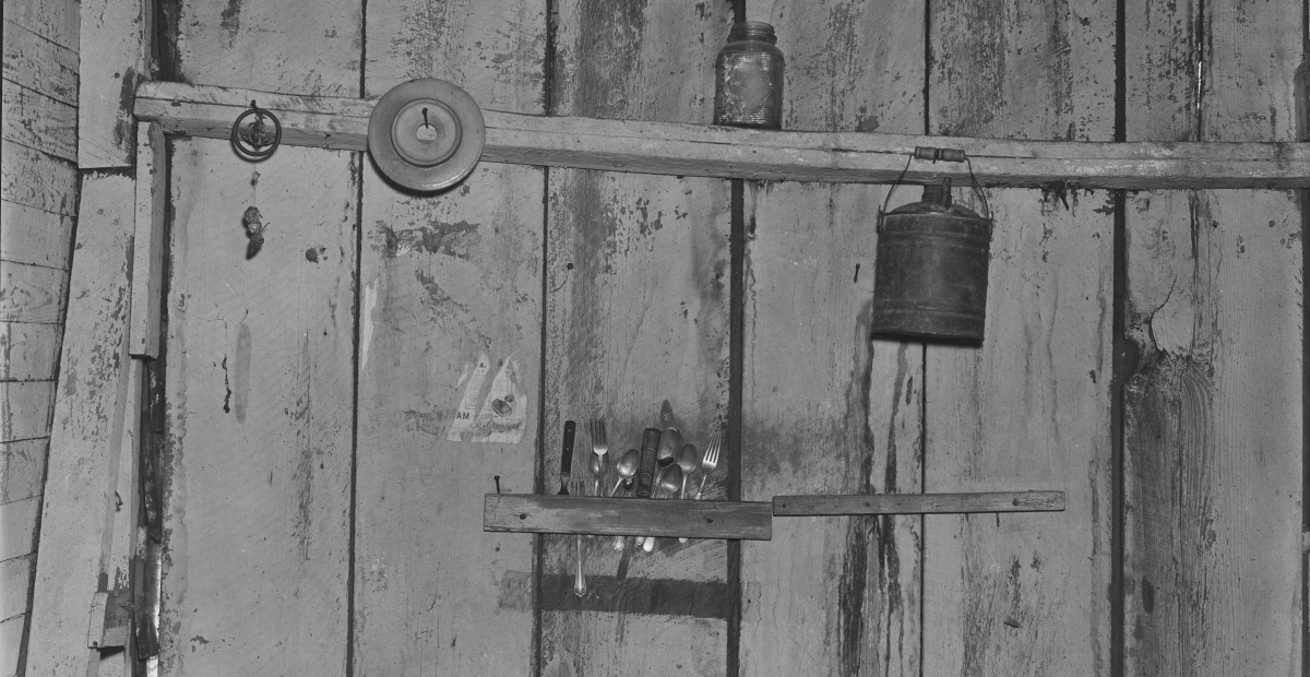 Walker Evans, Kitchen Wall in Bud Field’s Home, Hale County, Alabama, 1936. 